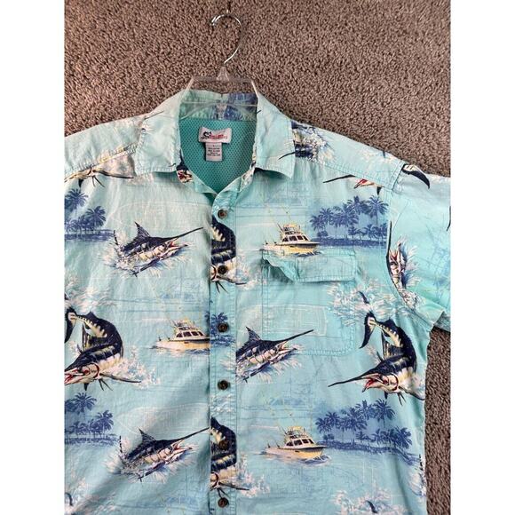 World Wide Sportsman Shirt Mens Large Blue Sport Fisherman Vented Button Up - Picture 3 of 9